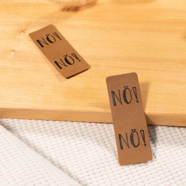 Kunstlederlabel zum Falten: Nö!