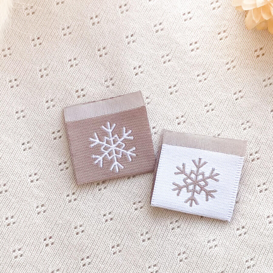 Weblabel Schneeflocke Beige Doubleface