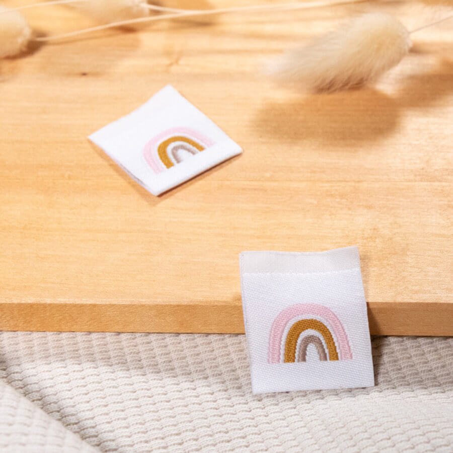 Weblabel Regenbogen Rose/Senf