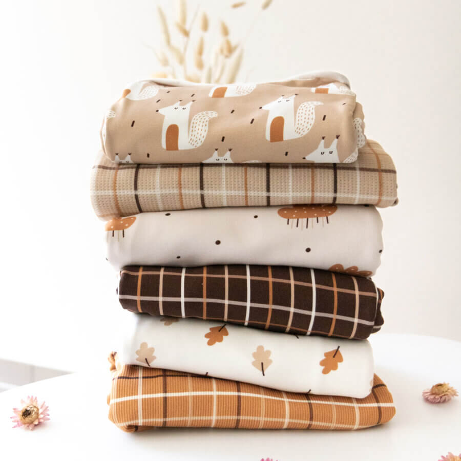 Grid mehrfarbig Camel Rippenjersey – Bild 2